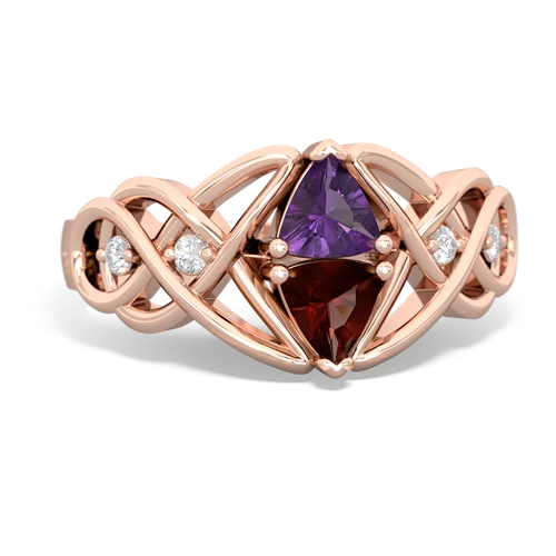 Amethyst Genuine Amethyst with Genuine Garnet Keepsake Celtic Knot ring Ring