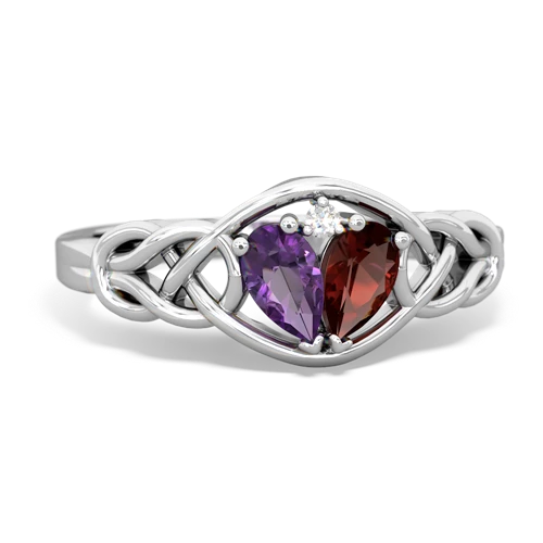 amethyst-garnet celtic knot ring