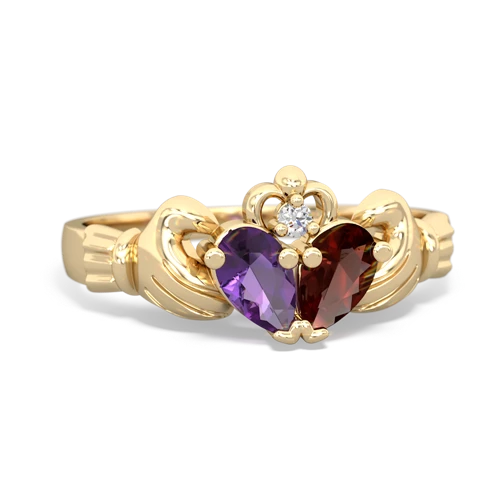 amethyst-garnet claddagh ring