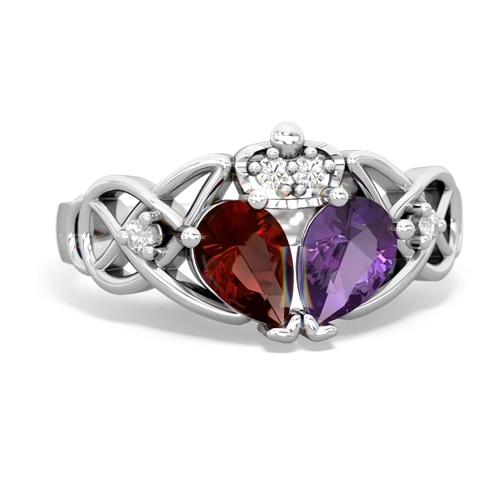 amethyst-garnet claddagh ring