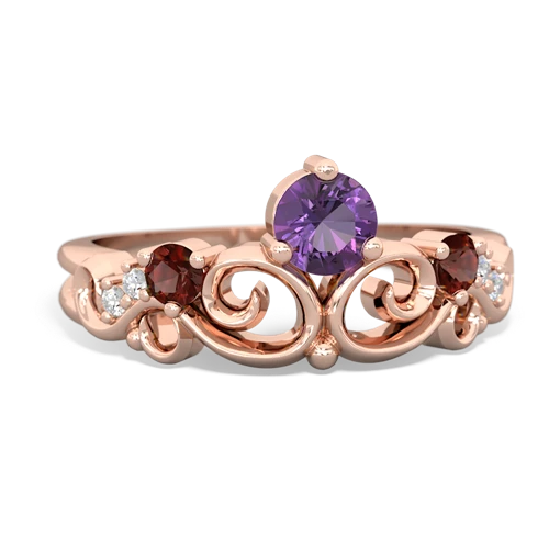 Amethyst Genuine Amethyst with Genuine Garnet and Lab Created Ruby Crown Keepsake ring Ring