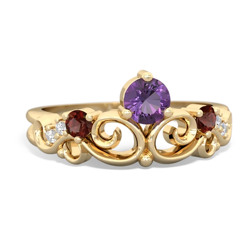 Amethyst Genuine Amethyst with Genuine Garnet and  Crown Keepsake ring Ring
