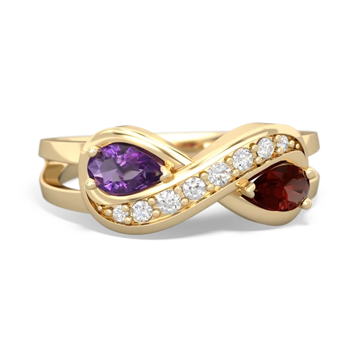 Amethyst Genuine Amethyst with Genuine Garnet Diamond Infinity ring Ring