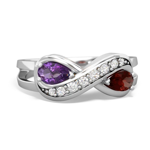 amethyst-garnet diamond infinity ring