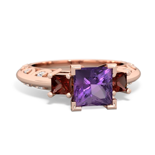 Amethyst Genuine Amethyst with Genuine Garnet and  Art Deco ring Ring