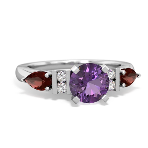 Amethyst Genuine Amethyst with Genuine Garnet and  Engagement ring Ring