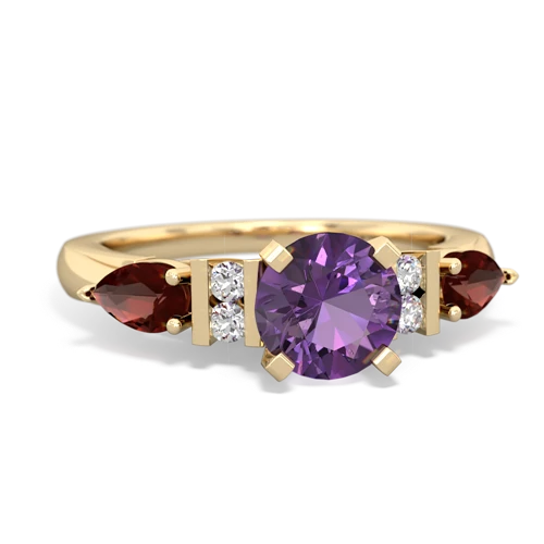 Amethyst Genuine Amethyst with Genuine Garnet and Lab Created Emerald Engagement ring Ring