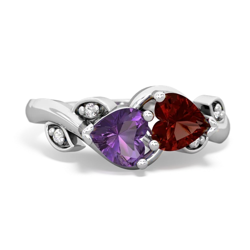 Amethyst Genuine Amethyst with Genuine Garnet Floral Elegance ring Ring