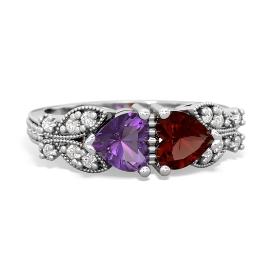 amethyst-garnet keepsake butterfly ring