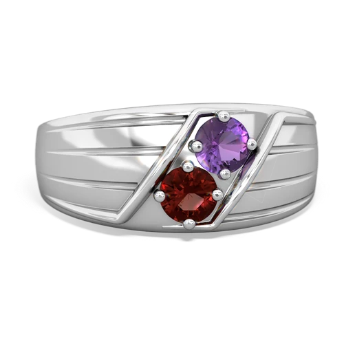 amethyst-garnet mens ring