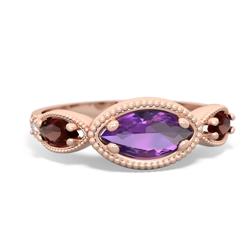 amethyst-garnet milgrain marquise ring