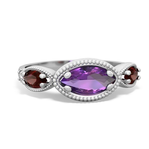 amethyst-garnet milgrain marquise ring