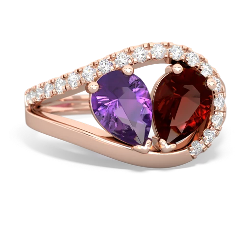 amethyst-garnet pave heart ring