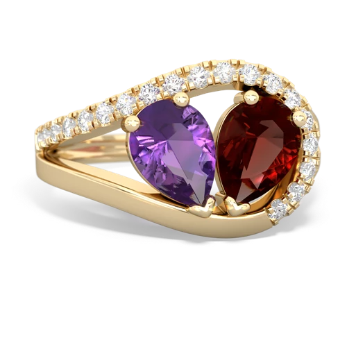 amethyst-garnet pave heart ring