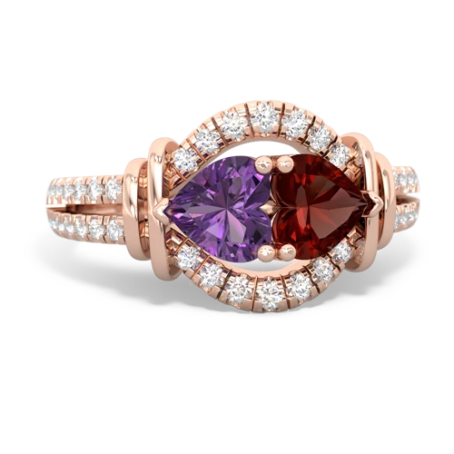 amethyst-garnet pave keepsake ring