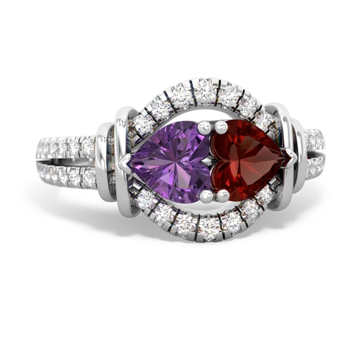 amethyst-garnet pave keepsake ring