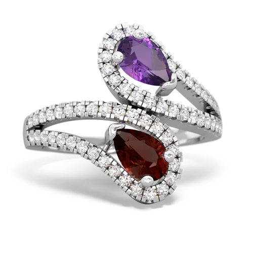 amethyst-garnet pave swirls ring