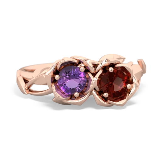 Amethyst Genuine Amethyst with Genuine Garnet Rose Garden ring Ring
