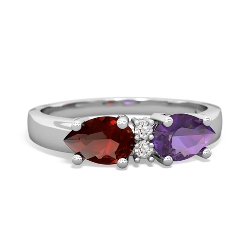 Amethyst Genuine Amethyst with Genuine Garnet Pear Bowtie ring Ring