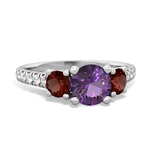 Amethyst Genuine Amethyst with Genuine Garnet and Lab Created Ruby Pave Trellis ring Ring