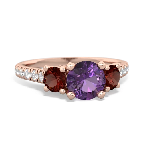 amethyst-garnet trellis pave ring