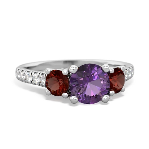 amethyst-garnet trellis pave ring