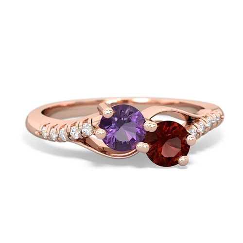 amethyst-garnet two stone infinity ring