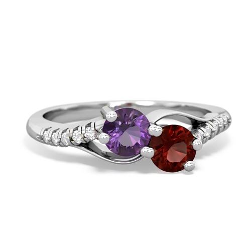 amethyst-garnet two stone infinity ring