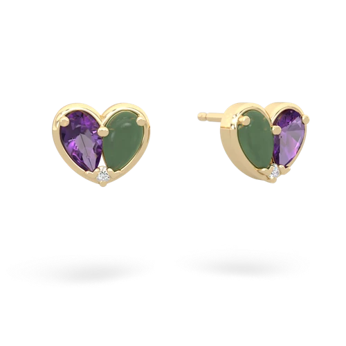 amethyst-jade one heart earrings