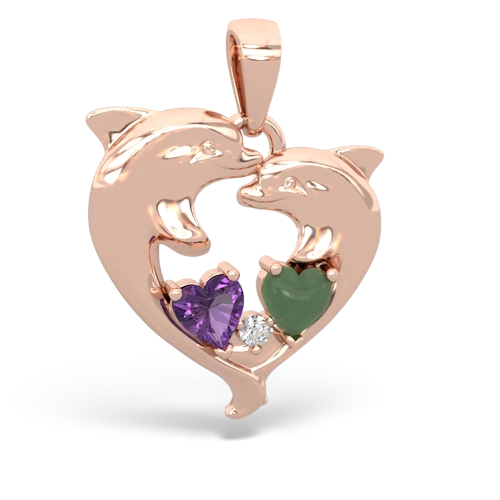 amethyst-jade dolphins pendant