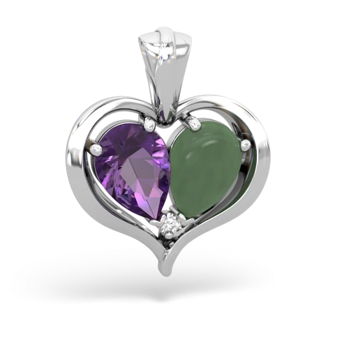 amethyst-jade half heart whole pendant