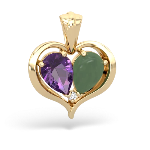 amethyst-jade half heart whole pendant