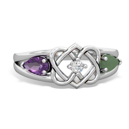 amethyst-jade double heart ring