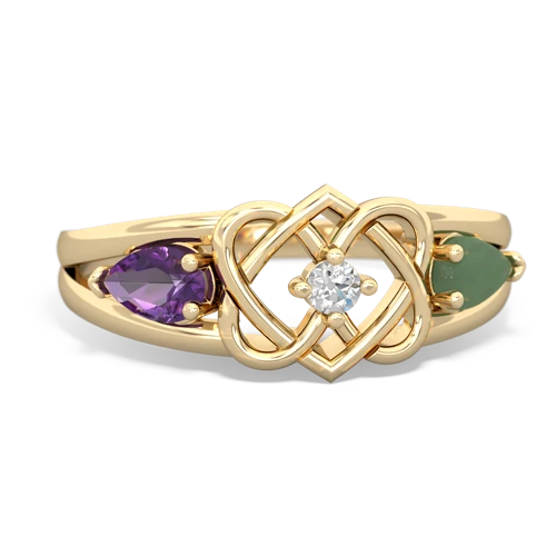 amethyst-jade double heart ring