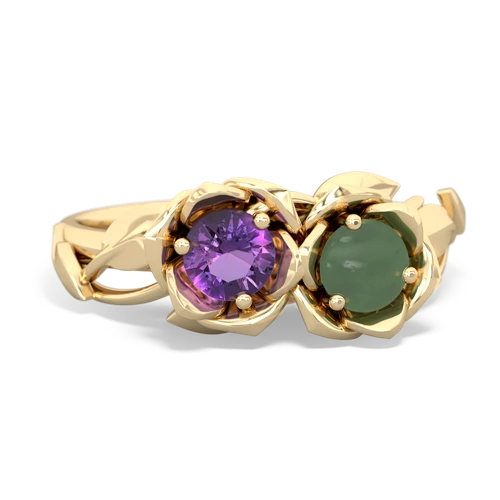 amethyst-jade roses ring