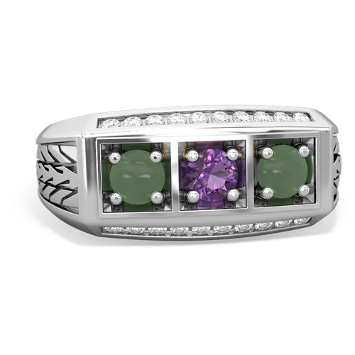 amethyst-jade three stone ring