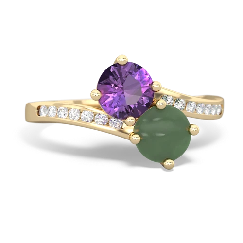 amethyst-jade two stone channel ring