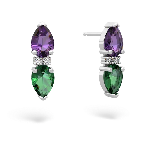 amethyst-lab emerald bowtie earrings