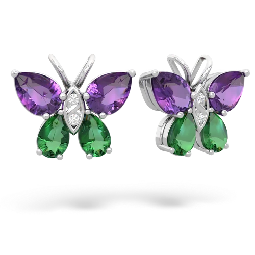 amethyst-lab emerald butterfly earrings