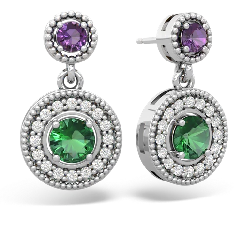 amethyst-lab emerald halo earrings