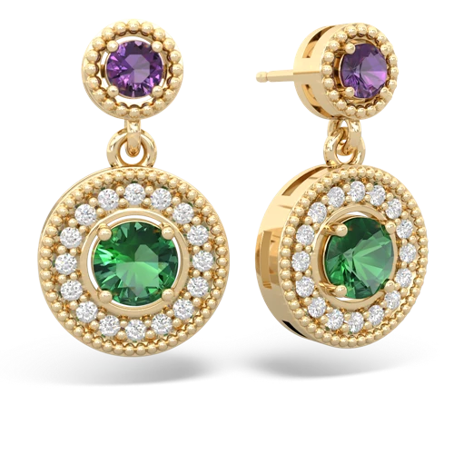 amethyst-lab emerald halo earrings