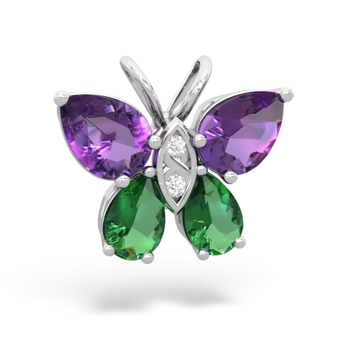 amethyst-lab emerald butterfly pendant