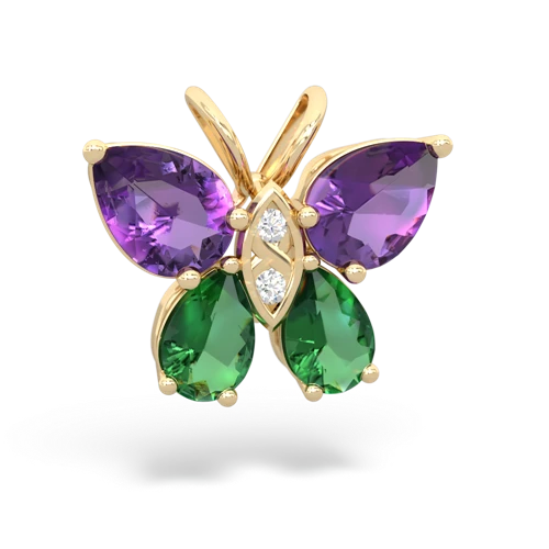 amethyst-lab emerald butterfly pendant