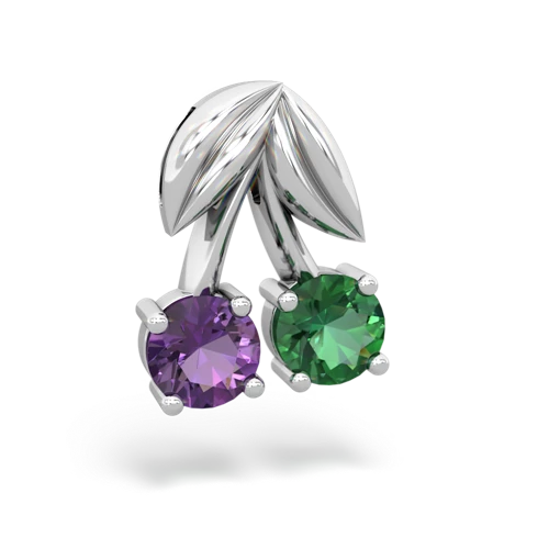 amethyst-lab emerald cherries pendant