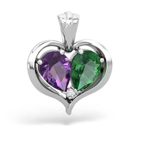 amethyst-lab emerald half heart whole pendant