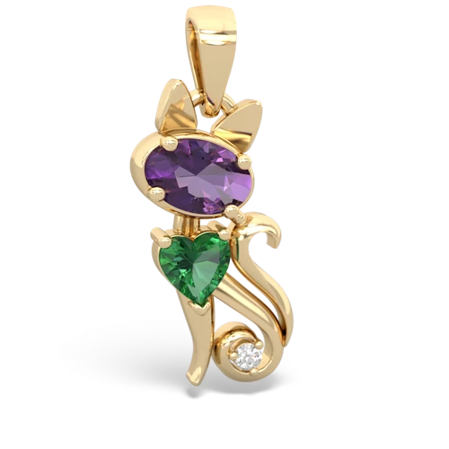 amethyst-lab emerald kitten pendant