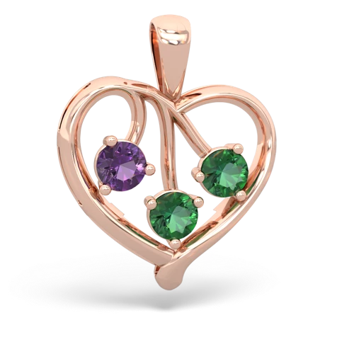 amethyst-lab emerald love heart pendant