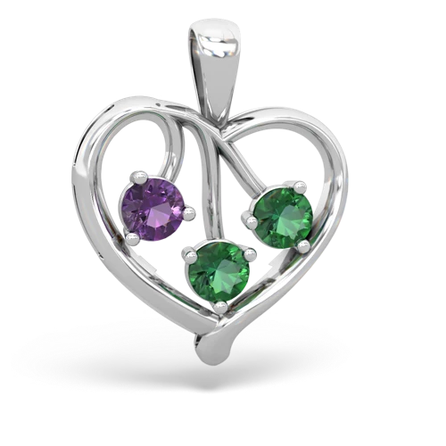 amethyst-lab emerald love heart pendant