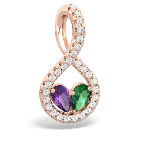 amethyst-lab emerald pave twist pendant