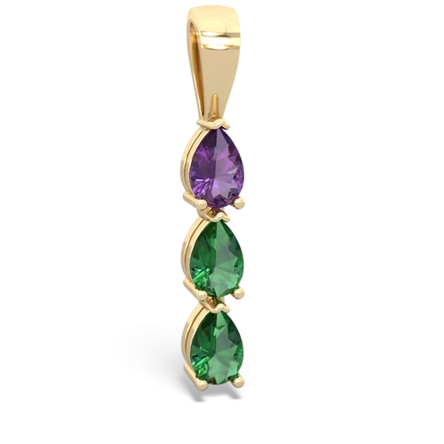 amethyst-lab emerald three stone pendant